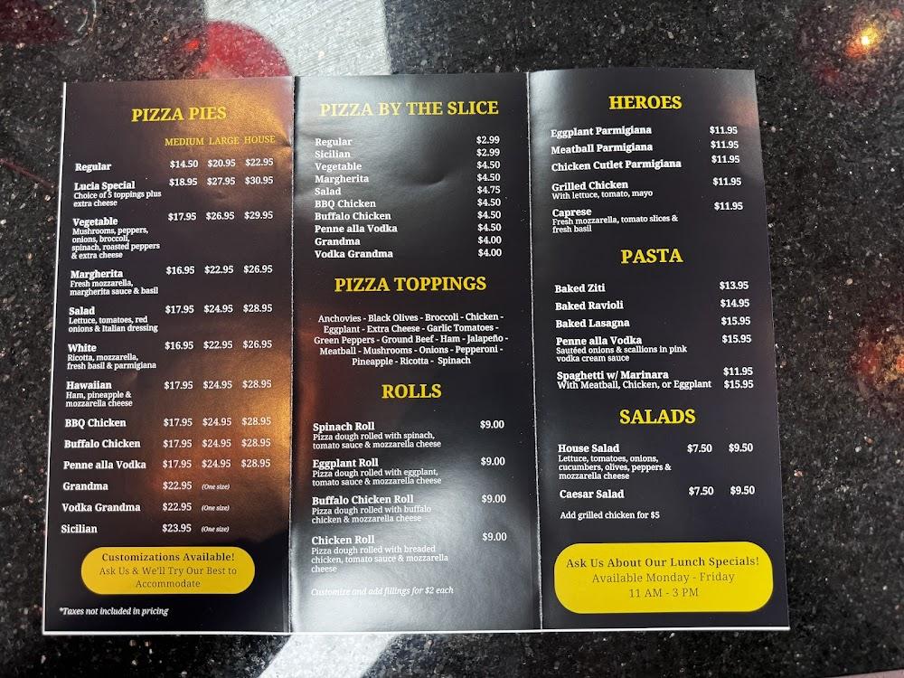 Lucia Pizza Menu image 1